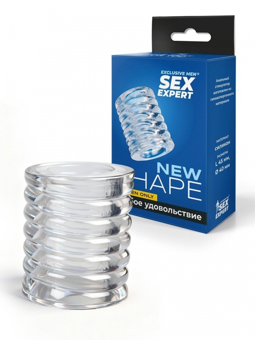 Прозрачная сквозная насадка на пенис с ребрышками - Sex Expert - в Муроме купить с доставкой