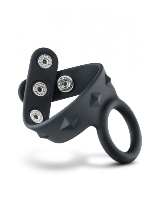 Черное эрекционное кольцо с подхватом мошонки на кнопках VS6 - Blush Novelties - в Муроме купить с доставкой