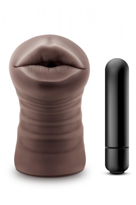 Коричневый мастурбатор-ротик Krystal Vibrating Masturbator - Blush Novelties - в Муроме купить с доставкой