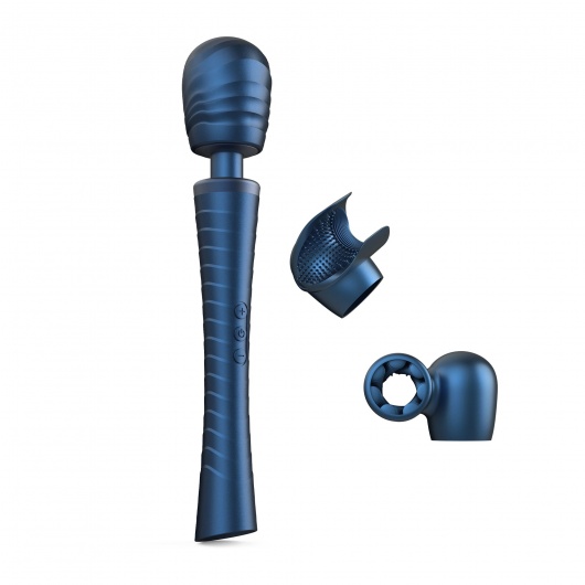 Синий вибромассажёр с насадками Man.wand Edgy - Manwan - в Муроме купить с доставкой