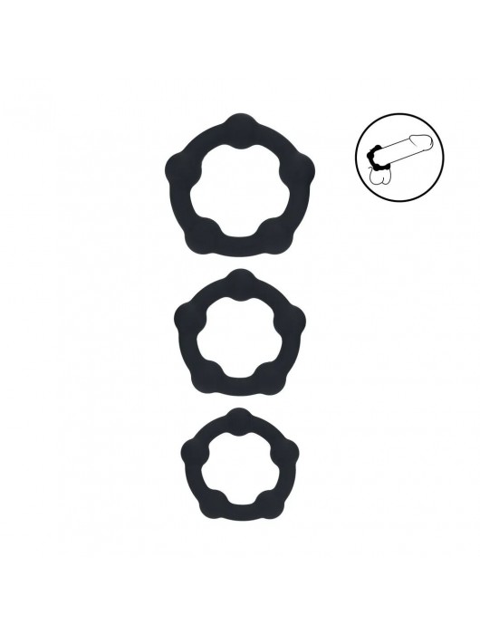 Набор из 3 эрекционных колец Beaded Silicone Cockring Set - Shots Media BV - в Муроме купить с доставкой