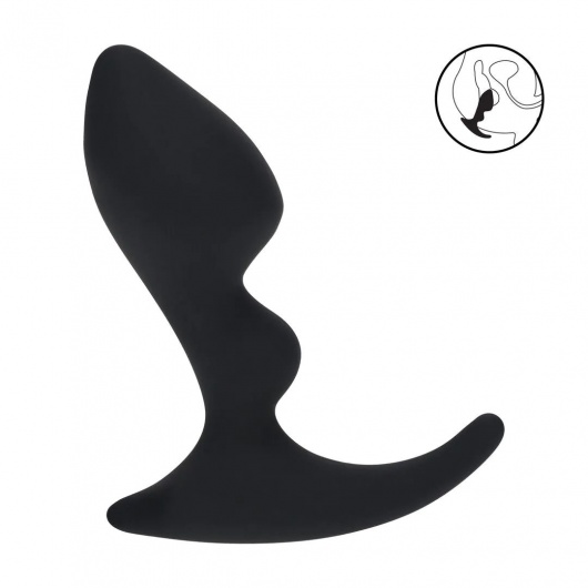 Черная анальная пробка для массажа простаты Double Ripple Silicone Prostate Massager - Shots Media BV - в Муроме купить с доставкой
