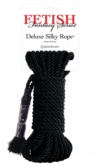 Черная веревка для фиксации Deluxe Silky Rope - 9,75 м. - Pipedream - купить с доставкой в Муроме