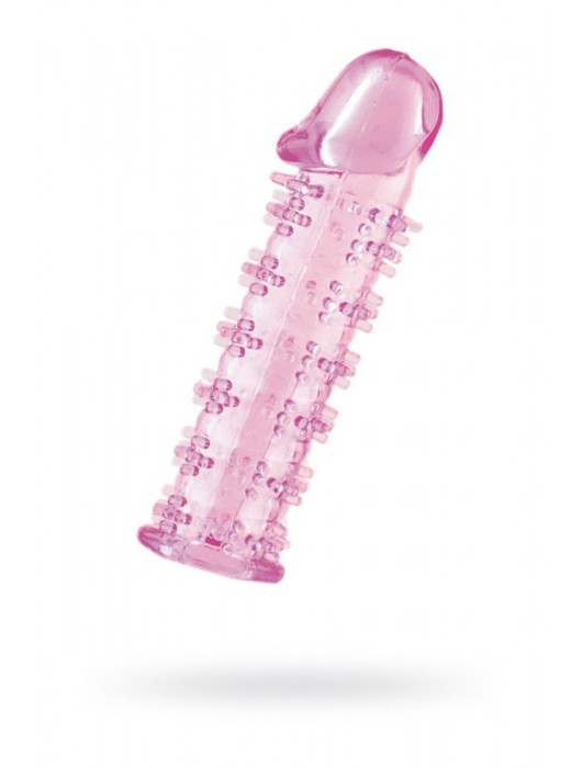 Гелевая розовая насадка на фаллос с шипами - 12 см. - Toyfa Basic - в Муроме купить с доставкой