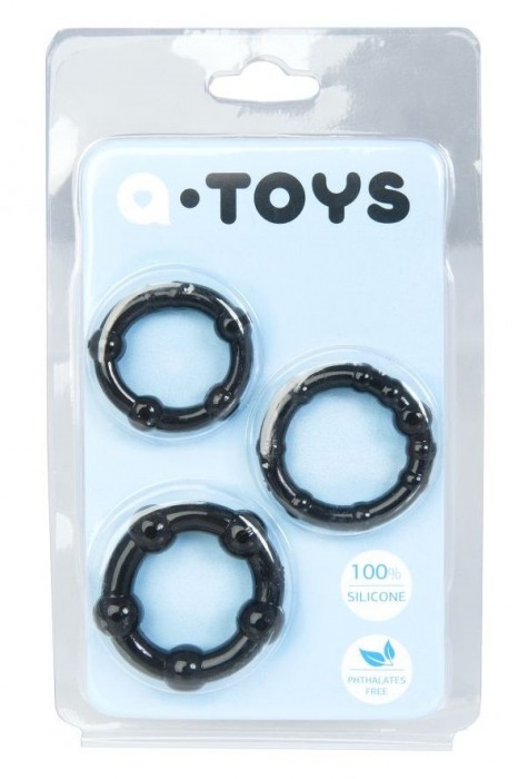 Набор из 3 чёрных эрекционных колец A-toys - A-toys - в Муроме купить с доставкой