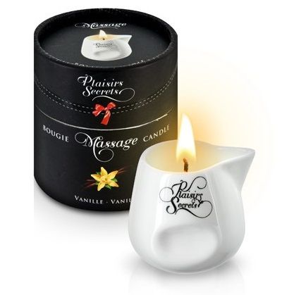 Массажная свеча с ароматом ванили Bougie Massage Gourmande Vanille - 80 мл. - Plaisir Secret - купить с доставкой в Муроме