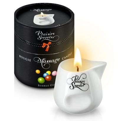 Массажная свеча с ароматом бубль-гума Bougie de Massage Gourmande Bubble Gum - 80 мл. - Plaisir Secret - купить с доставкой в Муроме