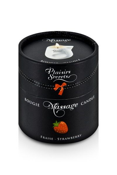 Массажная свеча с ароматом клубники Bougie de Massage Gourmande Fraise - 80 мл. - Plaisir Secret - купить с доставкой в Муроме