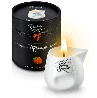 Массажная свеча с ароматом клубники Bougie de Massage Gourmande Fraise - 80 мл. - Plaisir Secret - купить с доставкой в Муроме
