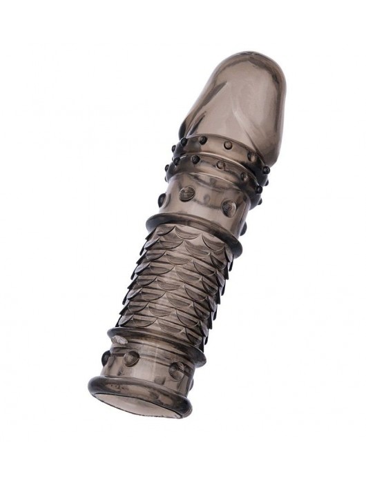 Дымчатая закрытая насадка ToyFa XLover с чешуйками и пупырышками - 13,5 см. - ToyFa - в Муроме купить с доставкой