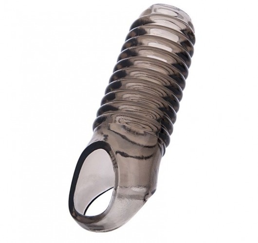 Дымчатая насадка с рёбрышками и подхватом мошонки ToyFa XLover - 12,5 см. - ToyFa - в Муроме купить с доставкой