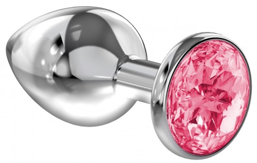 Большая серебристая анальная пробка Diamond Pink Sparkle Large с розовым кристаллом - 8 см. - Lola Games - купить с доставкой в Муроме