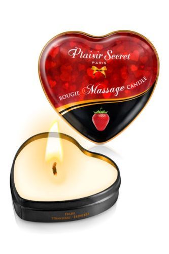 Массажная свеча с ароматом клубники Bougie Massage Candle - 35 мл. - Plaisir Secret - купить с доставкой в Муроме