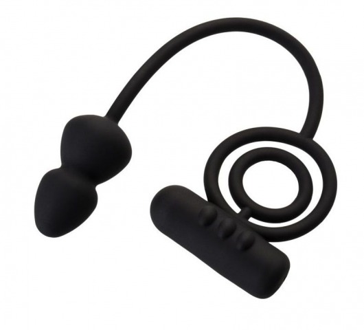 Чёрное эрекционное кольцо с вибропулькой и анальным хвостом - Erotist Adult Toys - в Муроме купить с доставкой