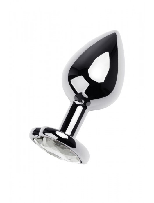 Серебристая анальная пробка с прозрачным кристаллом-сердцем - 8 см. - ToyFa - купить с доставкой в Муроме