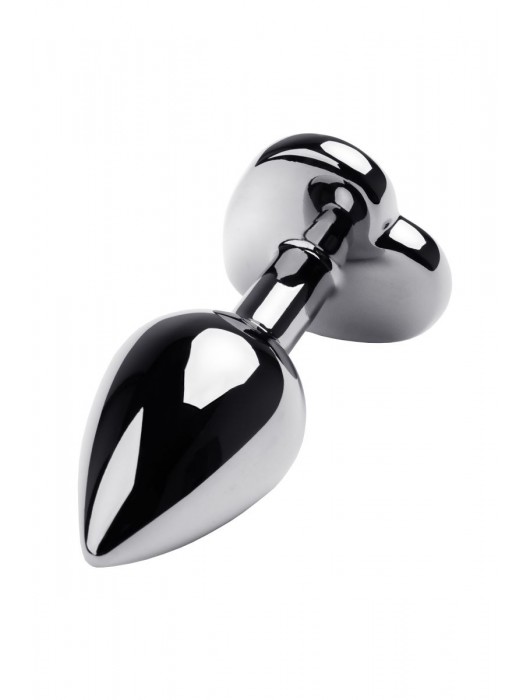 Серебристая анальная пробка с прозрачным кристаллом-сердцем - 8 см. - ToyFa - купить с доставкой в Муроме