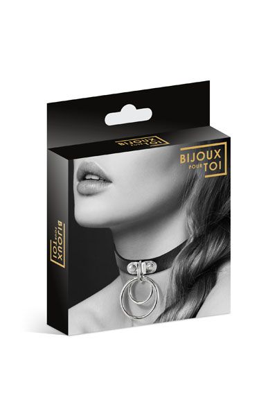 Черный чокер с двумя кольцами - Bijoux Pour Toi - купить с доставкой в Муроме