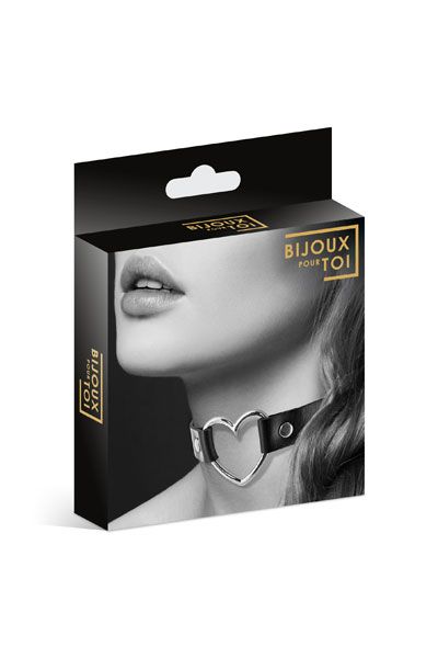 Чёрный чокер с кольцом в форме сердца - Bijoux Pour Toi - купить с доставкой в Муроме