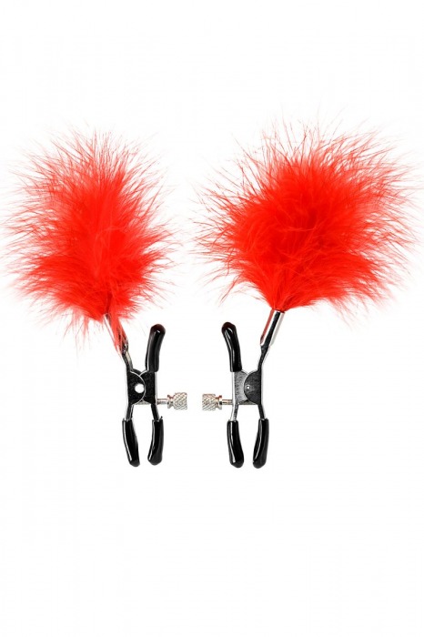 Зажимы для сосков с красным пухом Theatre - ToyFa - купить с доставкой в Муроме