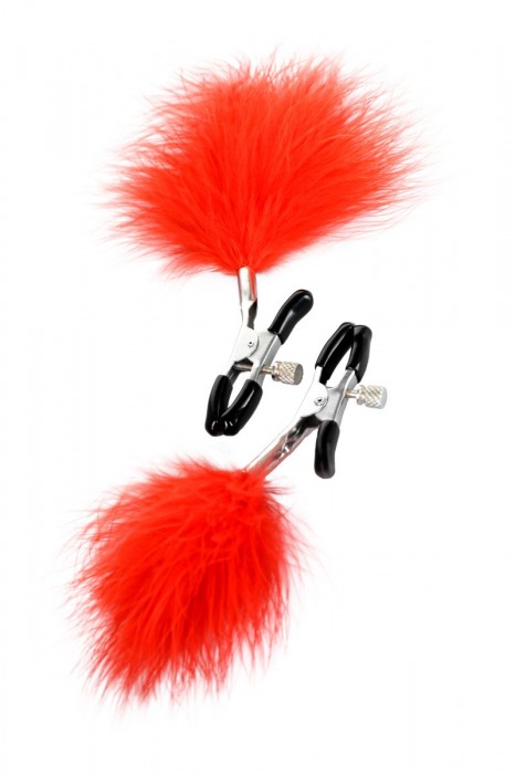 Зажимы для сосков с красным пухом Theatre - ToyFa - купить с доставкой в Муроме