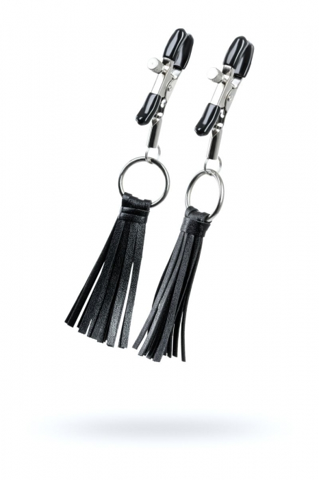 Черно-серебристые зажимы для сосков Theatre с кисточками - ToyFa - купить с доставкой в Муроме
